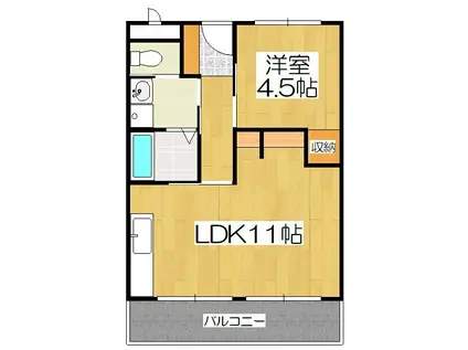 山科市営1棟(1LDK/7階)の間取り写真