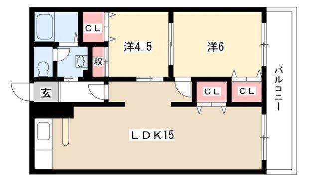 プリミエール平和ヶ丘(2LDK/5階)の間取り写真
