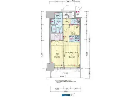 プレサンス DOMECITY コレーレ(1LDK/2階)の間取り写真
