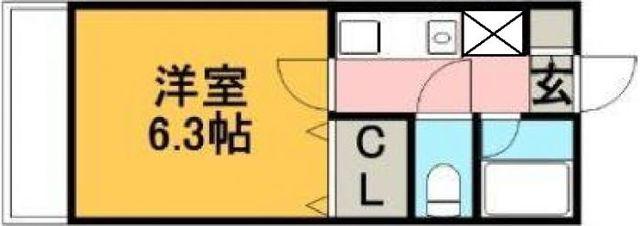 シティパレス福岡工大前(1K/1階)の間取り写真