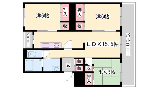 西新在家マンション(3LDK/2階)の間取り写真