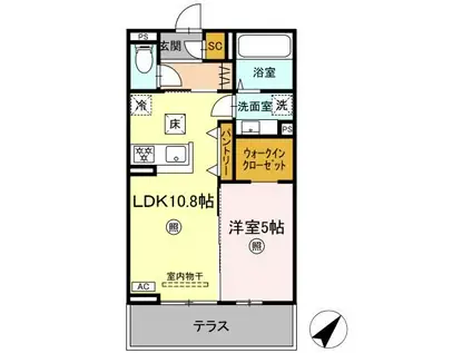 LUMIERE 33(1LDK/1階)の間取り写真