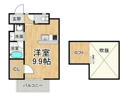 マリンハウス(ワンルーム/2階)の間取り写真