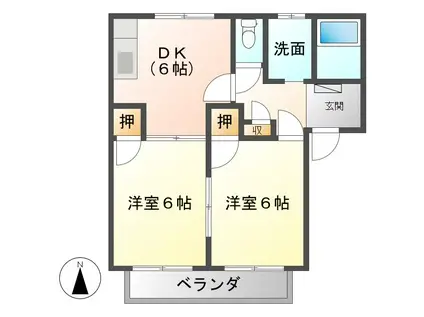 グリーンヒルタウン A(2DK/1階)の間取り写真