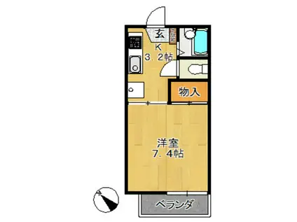 ファミールK(1K/2階)の間取り写真