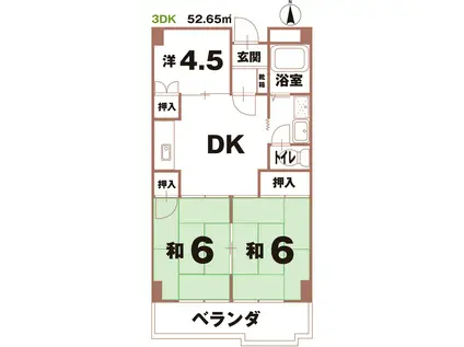 シティハイツ灘町(3DK/5階)の間取り写真