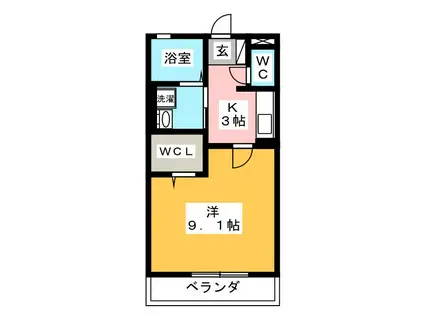 センチュリーハイムII(1K/2階)の間取り写真