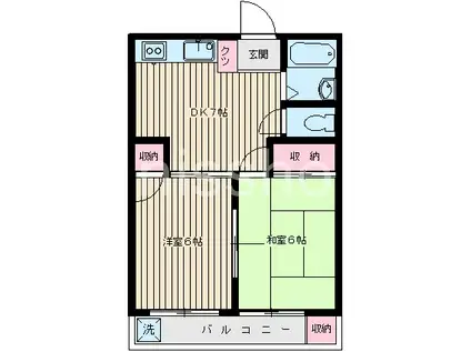 マンション武蔵ヶ丘(2DK/3階)の間取り写真