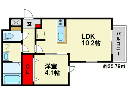セジュール(1LDK/2階)の間取り写真