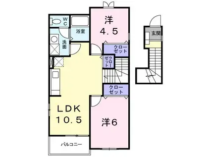 ソレーユD(2LDK/2階)の間取り写真