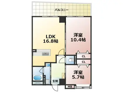 カゼマチテラス(2LDK/2階)の間取り写真