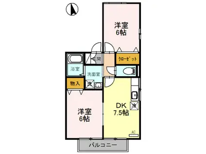 セジュールSAKUDAIII(2DK/2階)の間取り写真