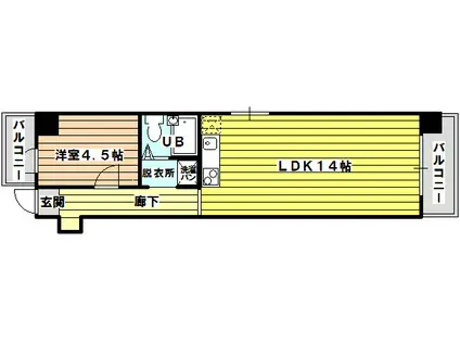 朝日プラザアドヴァンス淡路(1LDK/4階)の間取り写真