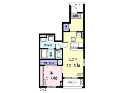 フラワー I(1LDK/1階)の間取り写真