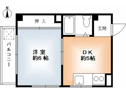 オリバーサイド88(1DK/4階)の間取り写真