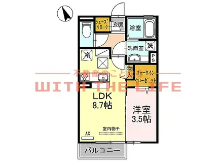 オリーヴァ東櫛原(1LDK/1階)の間取り写真