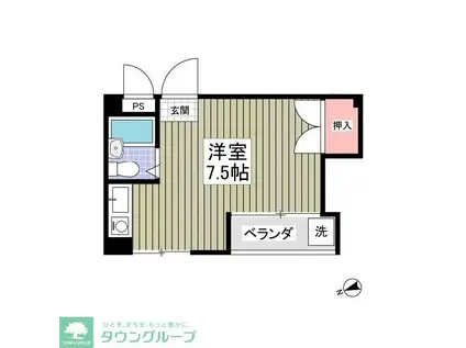 キャビットハウス(ワンルーム/2階)の間取り写真