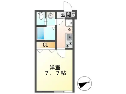 キャメル元横山(1K/2階)の間取り写真