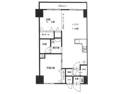 マルナカビレッジ壱番館(2LDK/2階)の間取り写真