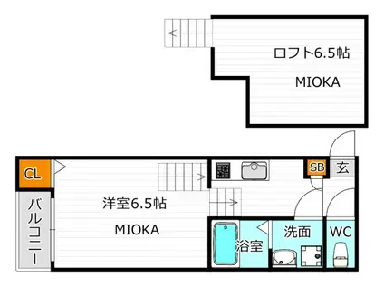 ハーモニーテラス清水丘二丁目(ワンルーム/1階)の間取り写真