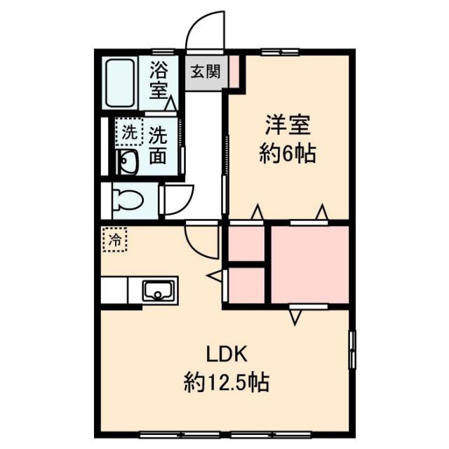 グリーンシード A棟(1LDK/1階)の間取り写真