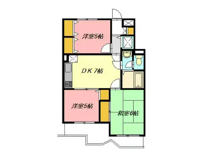 平塚ダイカンプラザⅡ号館(3DK/4階)の間取り写真