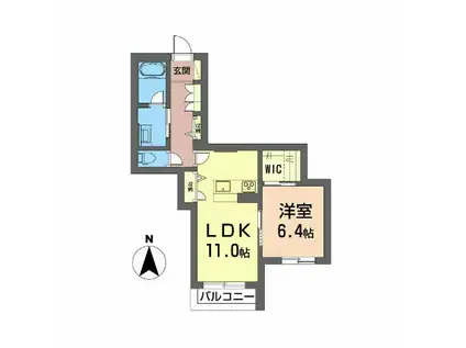 グリナ一ジュ(1LDK/2階)の間取り写真