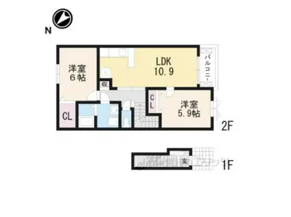 RIRIA VII5(2LDK/2階)の間取り写真