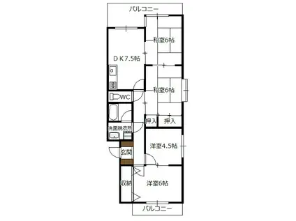 第1福永ビル(4DK/3階)の間取り写真