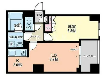 ヴィアーレ四谷(1LDK/5階)の間取り写真