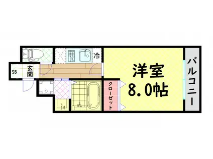 オーシャン難波南(1K/6階)の間取り写真
