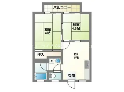 小林ハイツ(2DK/2階)の間取り写真