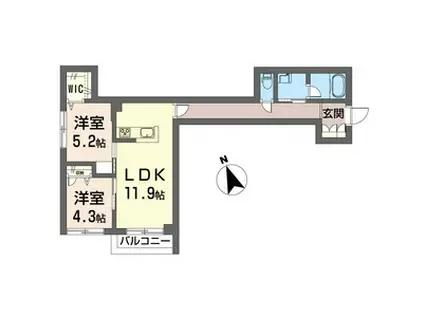 シャンテユーI(2LDK/1階)の間取り写真