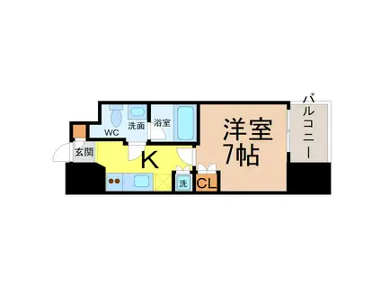 シエルブルー栄(1K/8階)の間取り写真