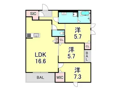 ラ ルーシュ(3LDK/2階)の間取り写真