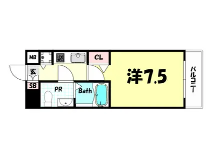 ディナスティ神戸元町通(1K/3階)の間取り写真