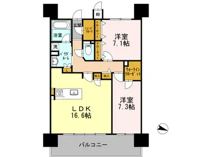 ロイヤルパークスERささしま イースト(2LDK/15階)の間取り写真