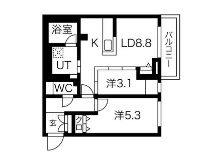 クラッセ札幌シティアクシア(2LDK/1階)の間取り写真