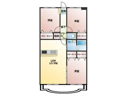ロイヤルレジデンス(3LDK/2階)の間取り写真
