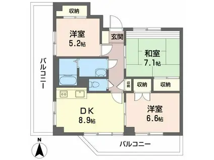 MAISON GOTOH メゾンゴトウ(3DK/5階)の間取り写真
