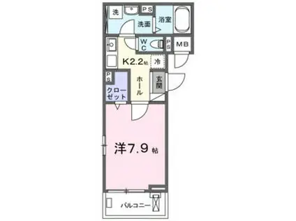 プラザ九源III(1K/2階)の間取り写真