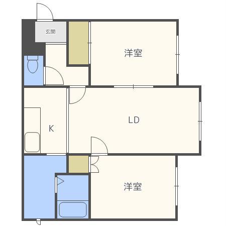 PLAZA IN 西町(2LDK/3階)の間取り写真