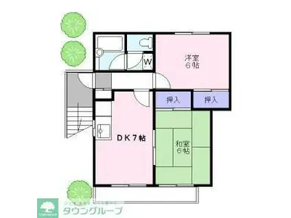 ボンワット(2DK/2階)の間取り写真