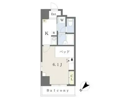 FLAT郡山(1K/7階)の間取り写真