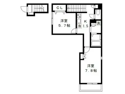 クリアフォート(2K/2階)の間取り写真