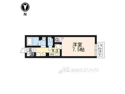 オーチャード(1K/1階)の間取り写真