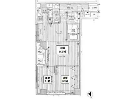 デュオ・スカーラ西新宿(2LDK/2階)の間取り写真