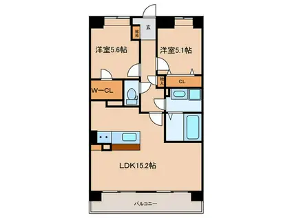 ソルカーサ(2LDK/5階)の間取り写真