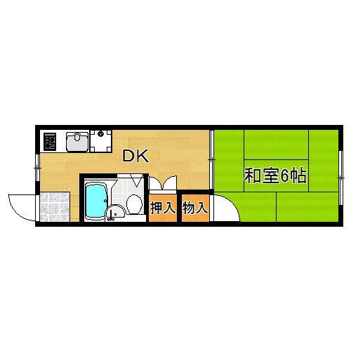 グレイスパレス(1DK/2階)の間取り写真