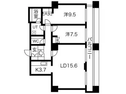 グランパークハイツ(2LDK/28階)の間取り写真